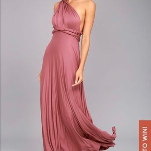 Lulu’s multi way maxi dress in Mauve